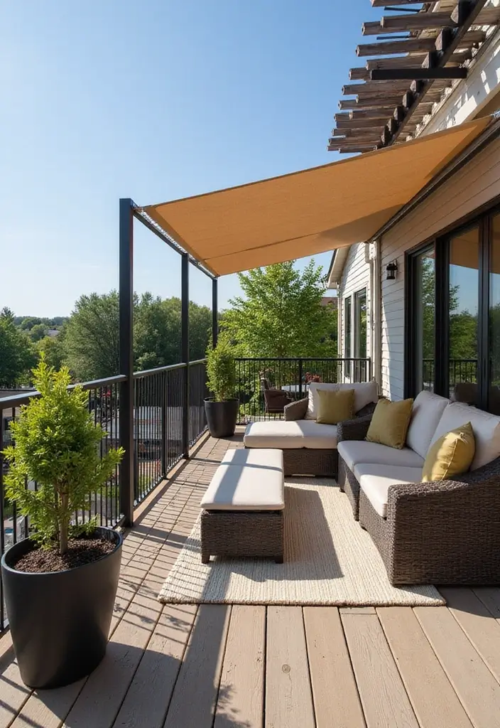 28 Modern Balcony Designs for Chic Outdoor Living 11 28 Modern Balcony Designs for Chic Outdoor Living - 11. Shade Solutions