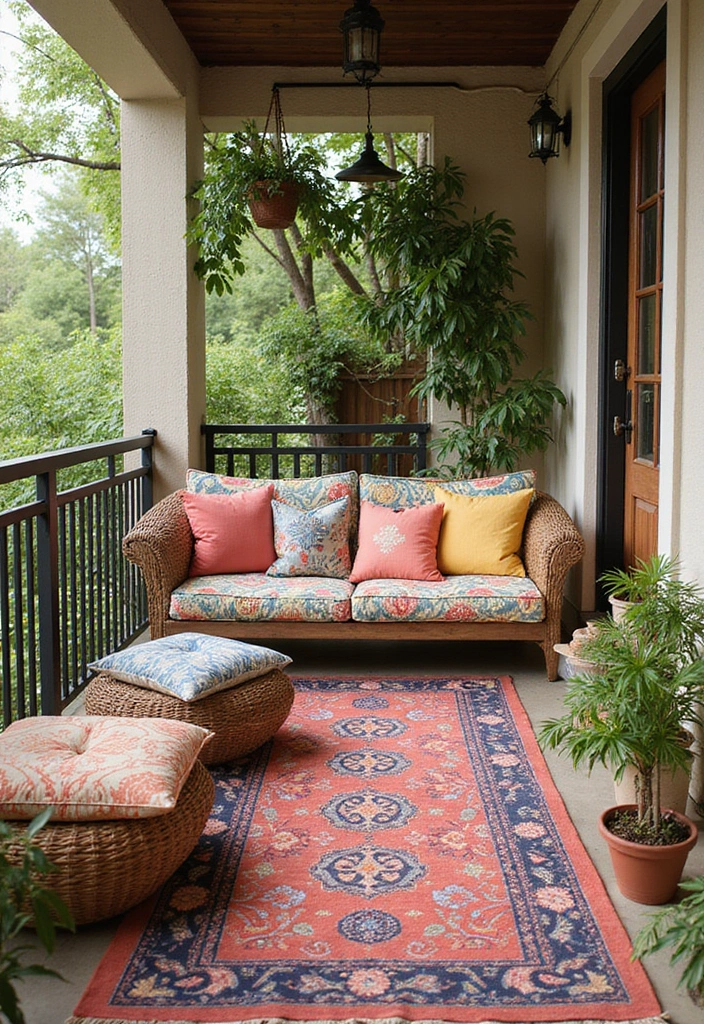 28 Modern Balcony Designs for Chic Outdoor Living 16 28 Modern Balcony Designs for Chic Outdoor Living - 16. Colorful Outdoor Fabrics