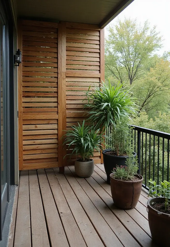 28 Modern Balcony Designs for Chic Outdoor Living 17 28 Modern Balcony Designs for Chic Outdoor Living - 17. Privacy Screens