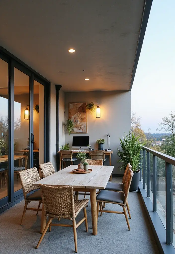 28 Modern Balcony Designs for Chic Outdoor Living 18 28 Modern Balcony Designs for Chic Outdoor Living - 18. Multifunctional Spaces