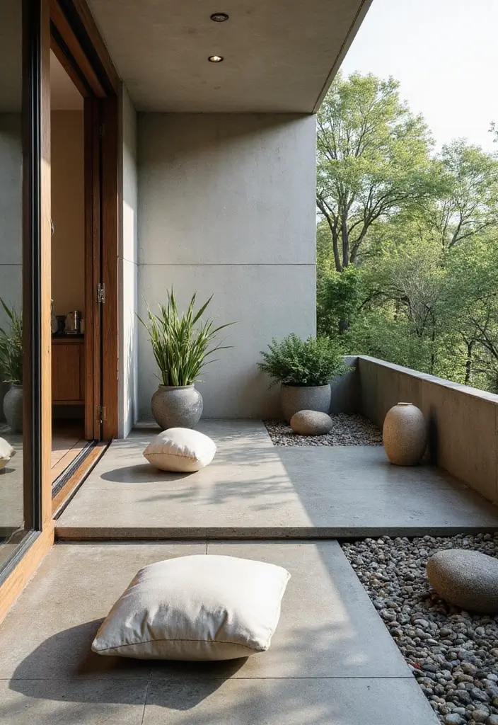 28 Modern Balcony Designs for Chic Outdoor Living 21 28 Modern Balcony Designs for Chic Outdoor Living - 21. Zen Garden Inspiration