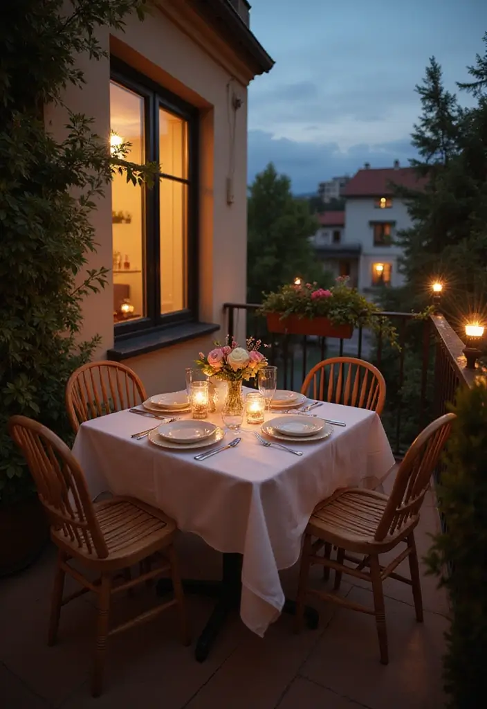 28 Modern Balcony Designs for Chic Outdoor Living 26 28 Modern Balcony Designs for Chic Outdoor Living - 26. Intimate Dining Experience