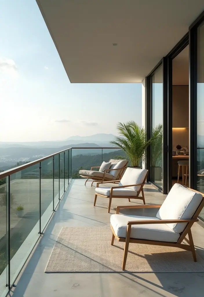 28 Modern Balcony Designs for Chic Outdoor Living 8 28 Modern Balcony Designs for Chic Outdoor Living - 8. Elegant Glass Railing