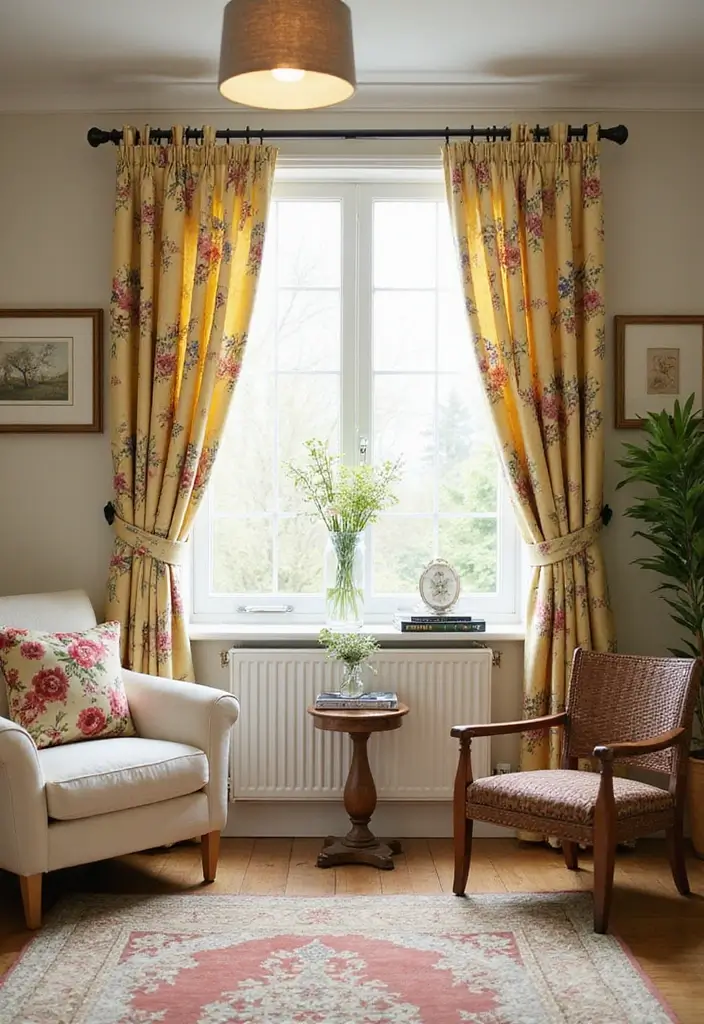 28 Modern Curtains for Living Room That Transform Your Space 17 28 Modern Curtains for Living Room That Transform Your Space - 17. Floral Prints