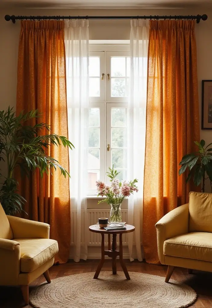 28 Modern Curtains for Living Room That Transform Your Space 26 28 Modern Curtains for Living Room That Transform Your Space - 26. Retro Revival