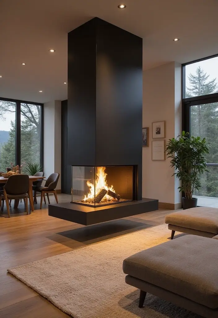 28 Modern Fireplace Designs That Add Warmth and Luxury 18 28 Modern Fireplace Designs That Add Warmth and Luxury - 18. Floating Fireplaces
