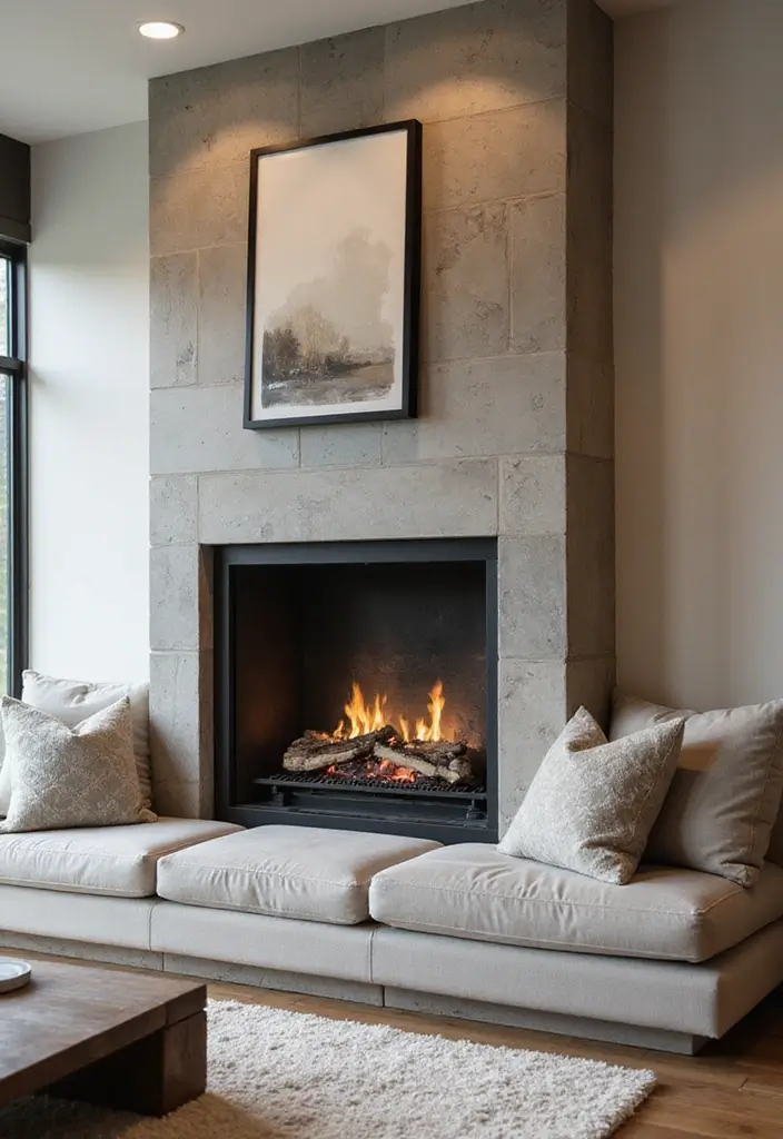 28 Modern Fireplace Designs That Add Warmth and Luxury 23 28 Modern Fireplace Designs That Add Warmth and Luxury - 23. Fireplaces with Built-In Seating