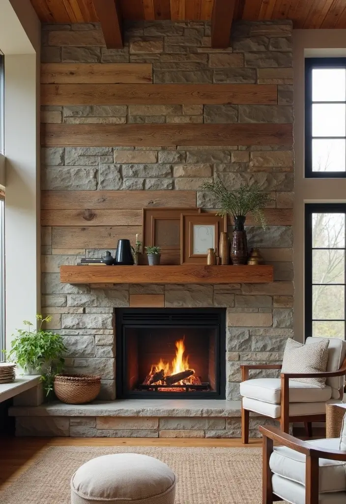 28 Modern Fireplace Designs That Add Warmth and Luxury 8 28 Modern Fireplace Designs That Add Warmth and Luxury - 8. Modern Rustic Fireplaces