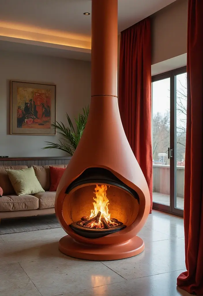 28 Modern Fireplace Designs That Add Warmth and Luxury 9 28 Modern Fireplace Designs That Add Warmth and Luxury - 9. Artistic Fireplace Designs