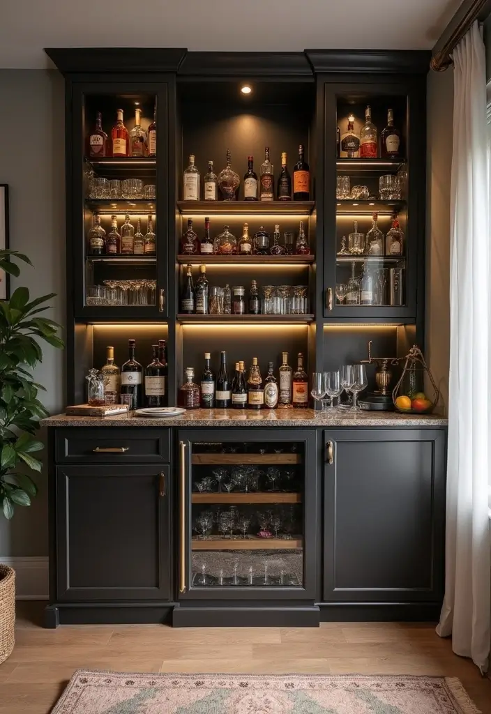28 Modern Home Bar Inspirations Perfect for Entertaining 15 28 Modern Home Bar Inspirations Perfect for Entertaining - 15. Chic Wall Unit