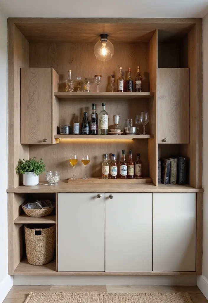 28 Modern Home Bar Inspirations Perfect for Entertaining 18 28 Modern Home Bar Inspirations Perfect for Entertaining - 18. Seamless Storage Solutions