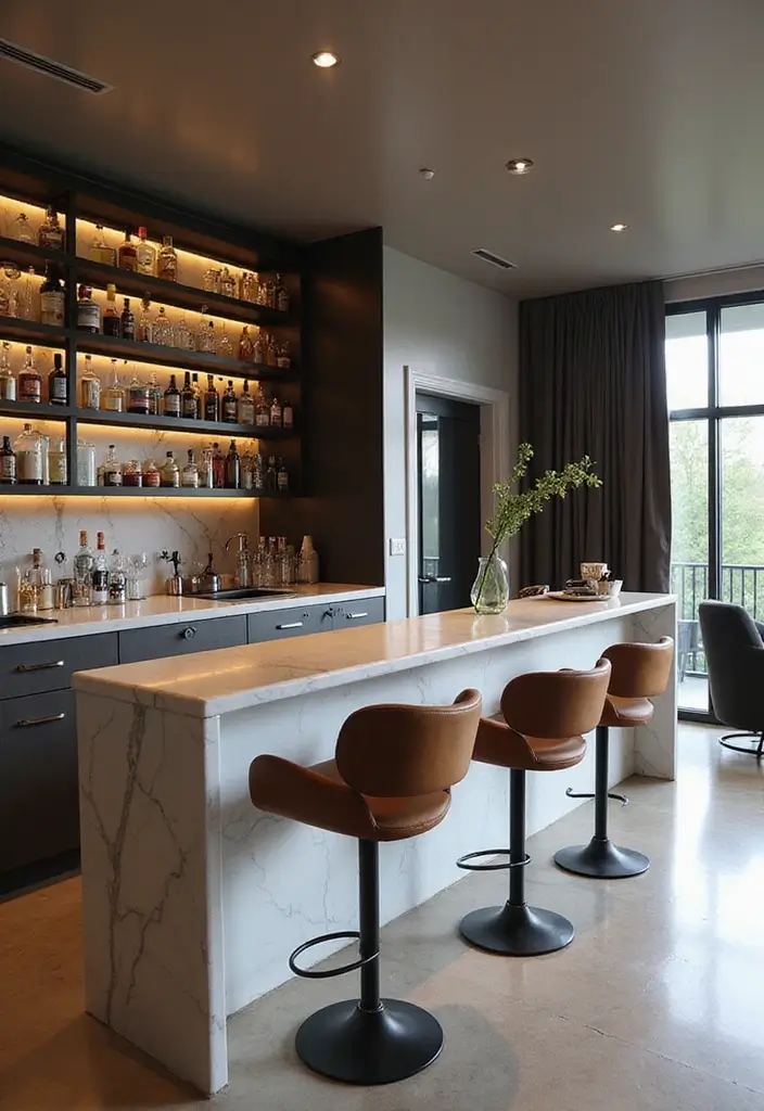 28 Modern Home Bar Inspirations Perfect for Entertaining 24 28 Modern Home Bar Inspirations Perfect for Entertaining - 24. Sleek and Modern