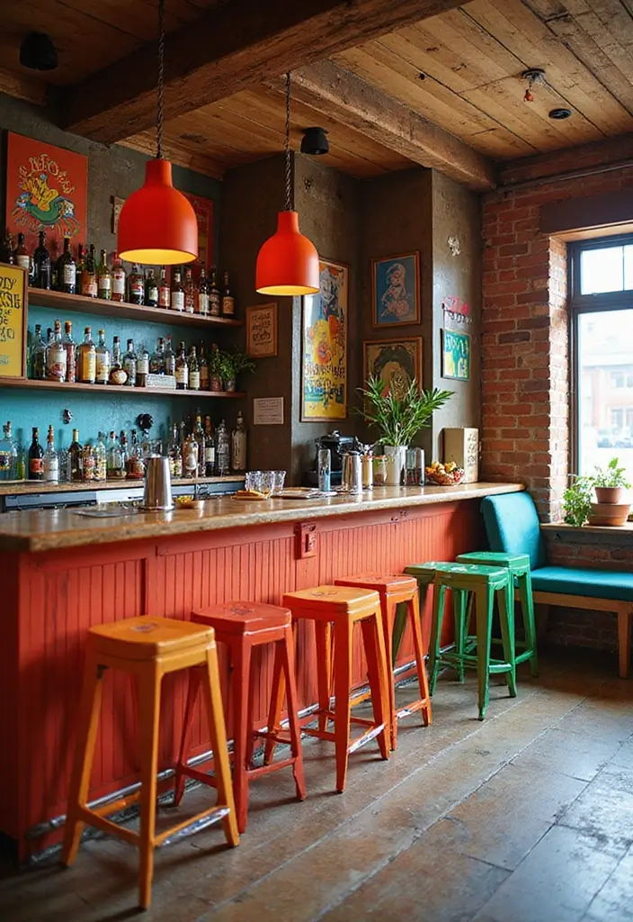 28 Modern Home Bar Inspirations Perfect for Entertaining 3 28 Modern Home Bar Inspirations Perfect for Entertaining - 3. Color Pop