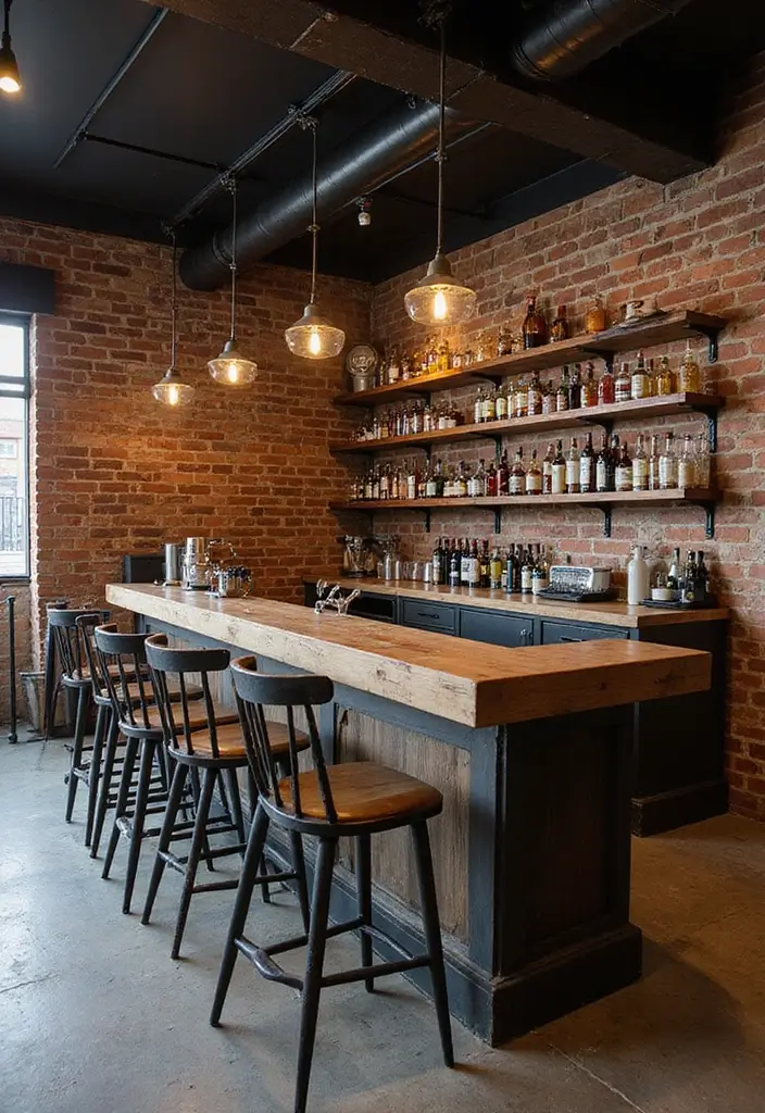 28 Modern Home Bar Inspirations Perfect for Entertaining 4 28 Modern Home Bar Inspirations Perfect for Entertaining - 4. Urban Industrial