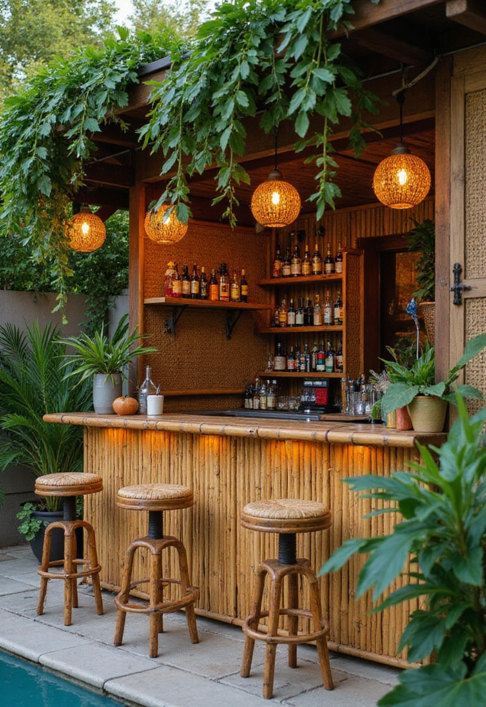 28 Modern Home Bar Inspirations Perfect for Entertaining 7 28 Modern Home Bar Inspirations Perfect for Entertaining - 7. Tropical Retreat