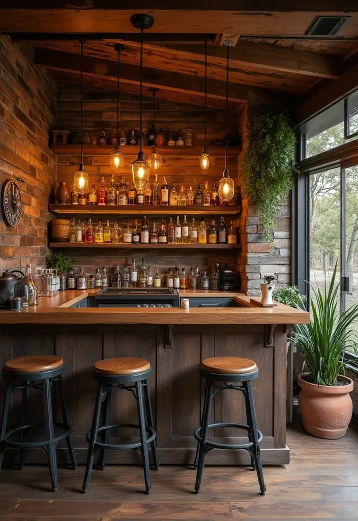 28 Modern Home Bar Inspirations Perfect for Entertaining 9 28 Modern Home Bar Inspirations Perfect for Entertaining - 9. Rustic Retreat