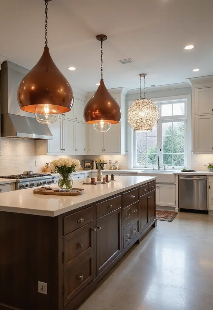 28 Modern Kitchens That Blend Function and Sleek Style 12 28 Modern Kitchens That Blend Function and Sleek Style - 12. Statement Lighting