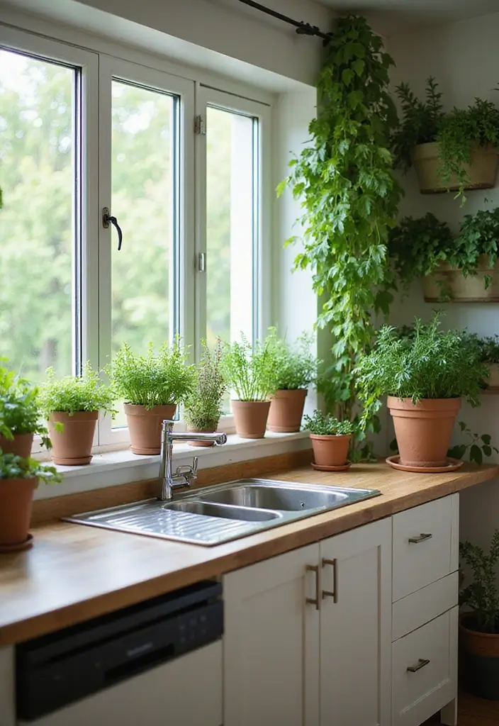 28 Modern Kitchens That Blend Function and Sleek Style 13 28 Modern Kitchens That Blend Function and Sleek Style - 13. Greenery Integration