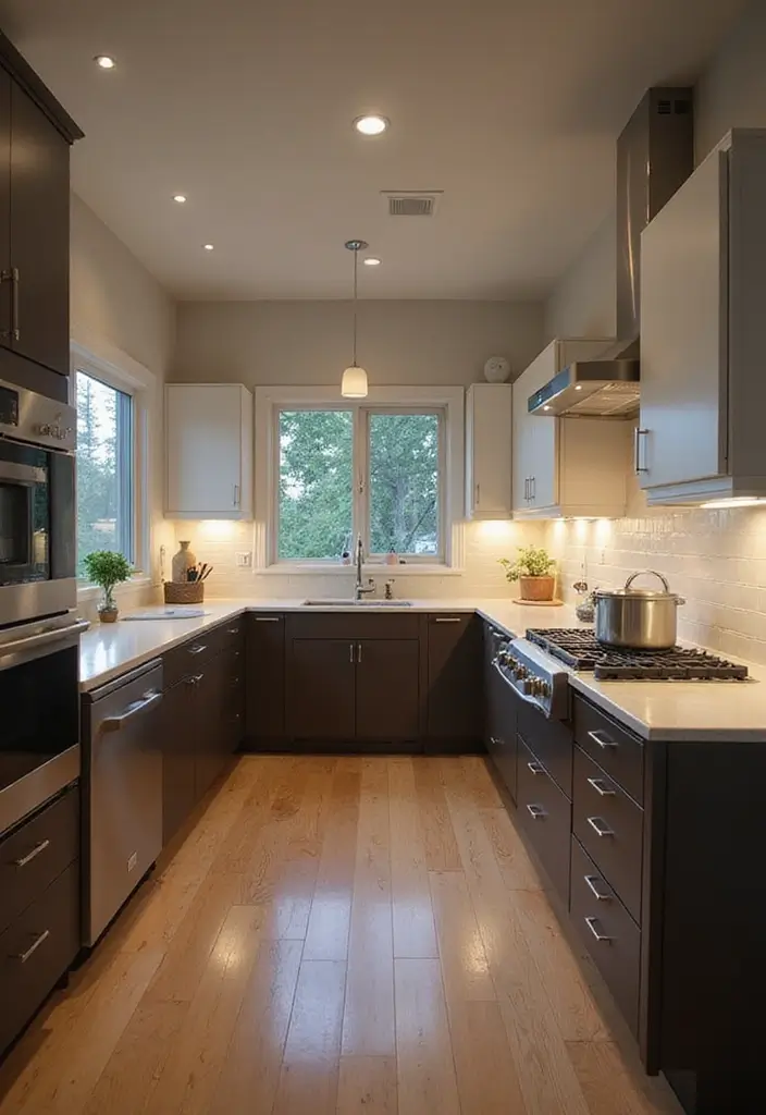 28 Modern Kitchens That Blend Function and Sleek Style 15 28 Modern Kitchens That Blend Function and Sleek Style - 15. Layered Lighting