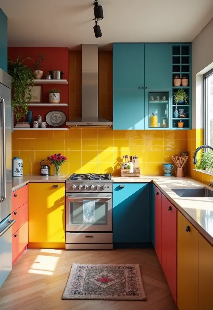 28 Modern Kitchens That Blend Function and Sleek Style 4 28 Modern Kitchens That Blend Function and Sleek Style - 4. Bold Color Accents