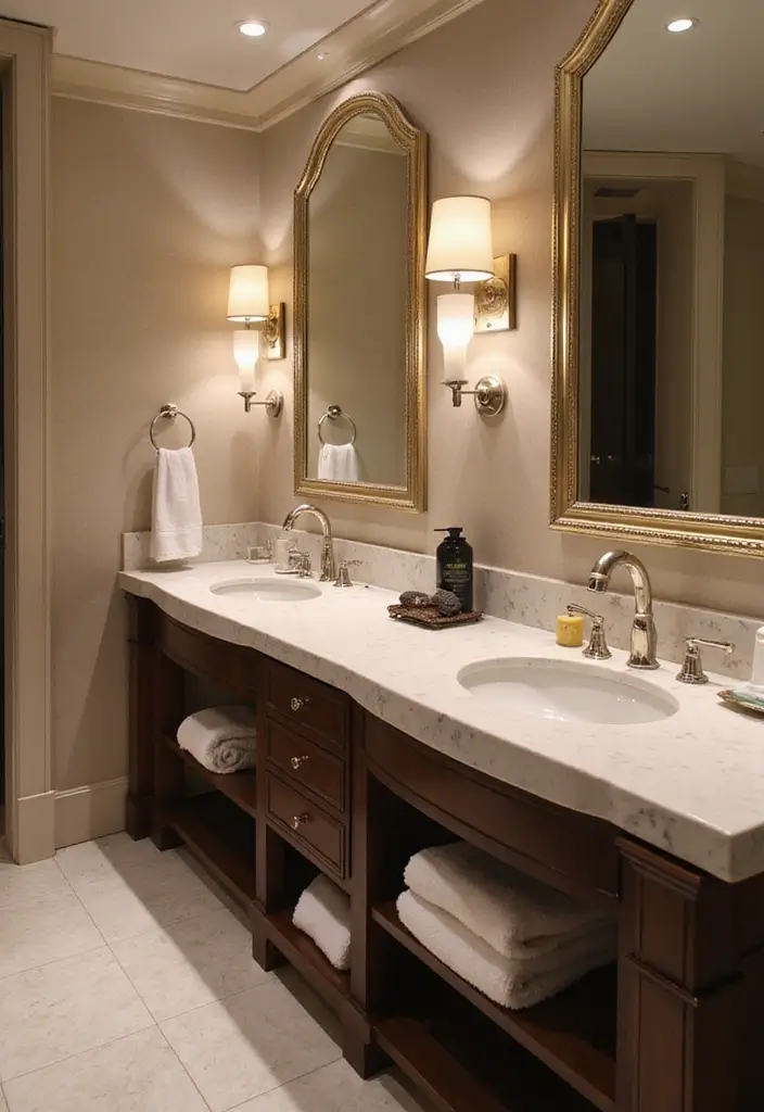 29 Luxury Bathroom Design Ideas That Feel Like a Spa Retreat 17 29 Luxury Bathroom Design Ideas That Feel Like a Spa Retreat - 17. Dual Sinks for Shared Spaces