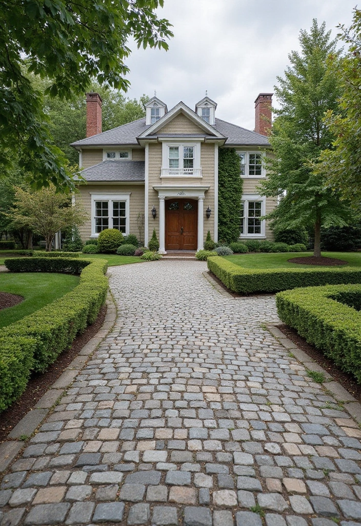 29 Modern Driveway Ideas That Transform Your Exterior 13 29 Modern Driveway Ideas That Transform Your Exterior - 13. Elegant Cobblestone Driveway