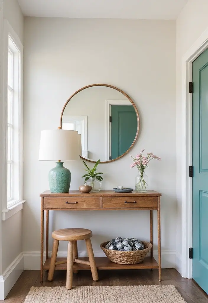 29 Modern Entryway Ideas to Create a Stylish First Impression 20 29 Modern Entryway Ideas to Create a Stylish First Impression - 20. Vintage Furniture Revival