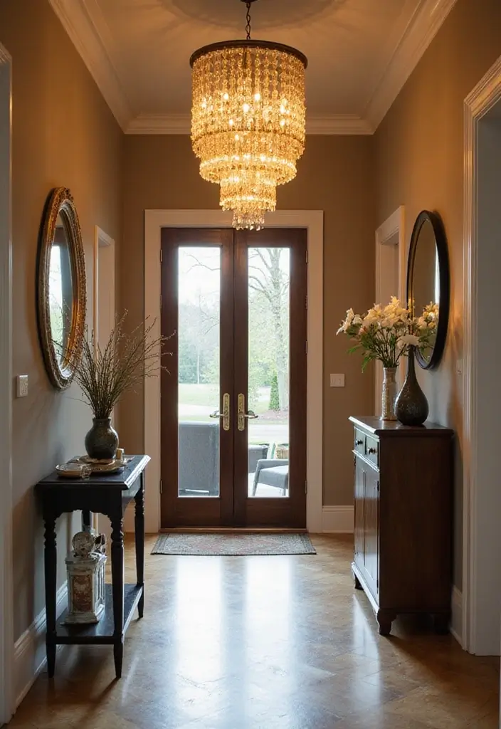 29 Modern Entryway Ideas to Create a Stylish First Impression 21 29 Modern Entryway Ideas to Create a Stylish First Impression - 21. Statement Lighting Fixtures