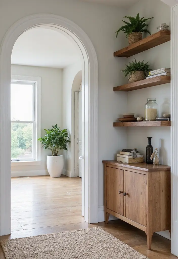 29 Modern Entryway Ideas to Create a Stylish First Impression 23 29 Modern Entryway Ideas to Create a Stylish First Impression - 23. Open Shelving Displays