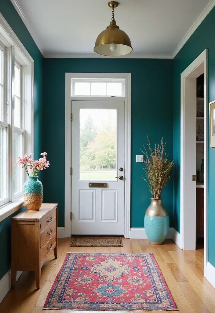 29 Modern Entryway Ideas to Create a Stylish First Impression 7 29 Modern Entryway Ideas to Create a Stylish First Impression - 7. Bold Accent Colors