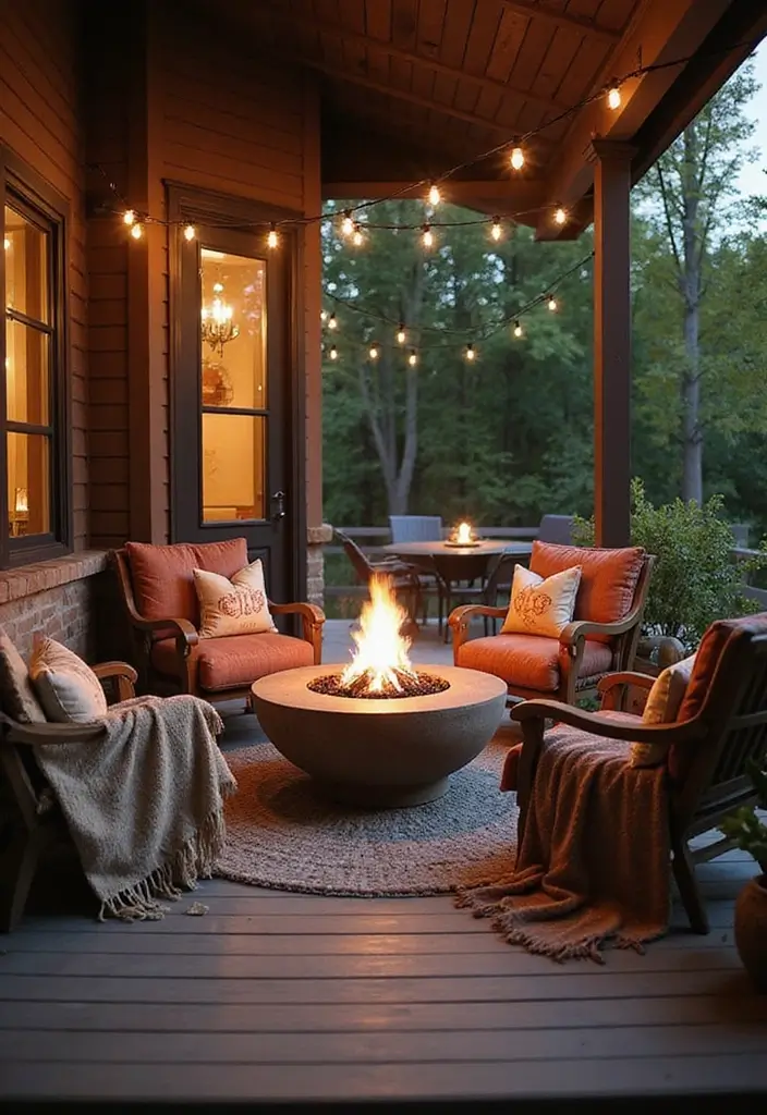 29 Modern Front Porch Designs for Stunning Curb Appeal 17 29 Modern Front Porch Designs for Stunning Curb Appeal - 17. Fire Pit Cozy Corner