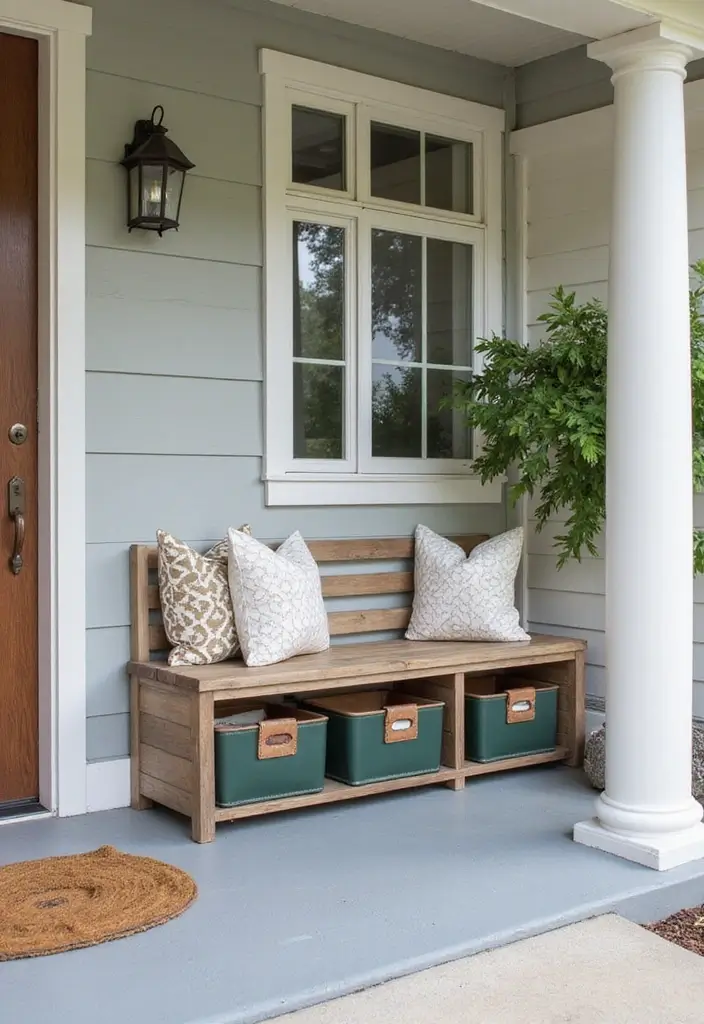 29 Modern Front Porch Designs for Stunning Curb Appeal 22 29 Modern Front Porch Designs for Stunning Curb Appeal - 22. Stylish Storage Solutions