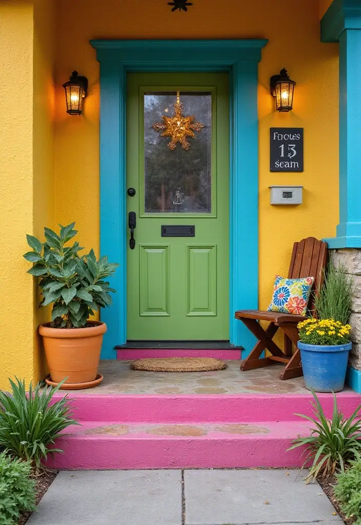 29 Modern Front Porch Designs for Stunning Curb Appeal 3 29 Modern Front Porch Designs for Stunning Curb Appeal - 3. Bold Color Pops