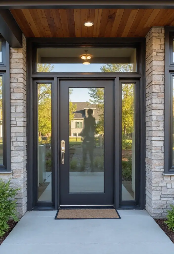 29 Modern Main Door Entrance Designs for a Bold Statement 1 29 Modern Main Door Entrance Designs for a Bold Statement - 1. Sleek Glass Panels