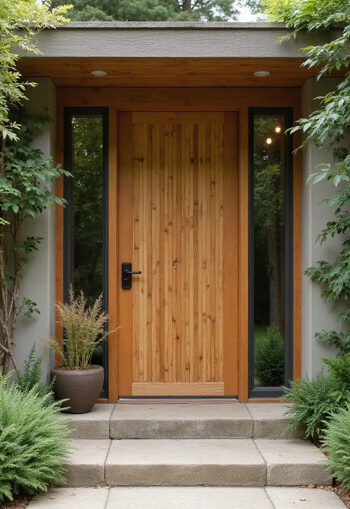 29 Modern Main Door Entrance Designs for a Bold Statement 19 29 Modern Main Door Entrance Designs for a Bold Statement - 19. Nature-Inspired Sustainable Materials