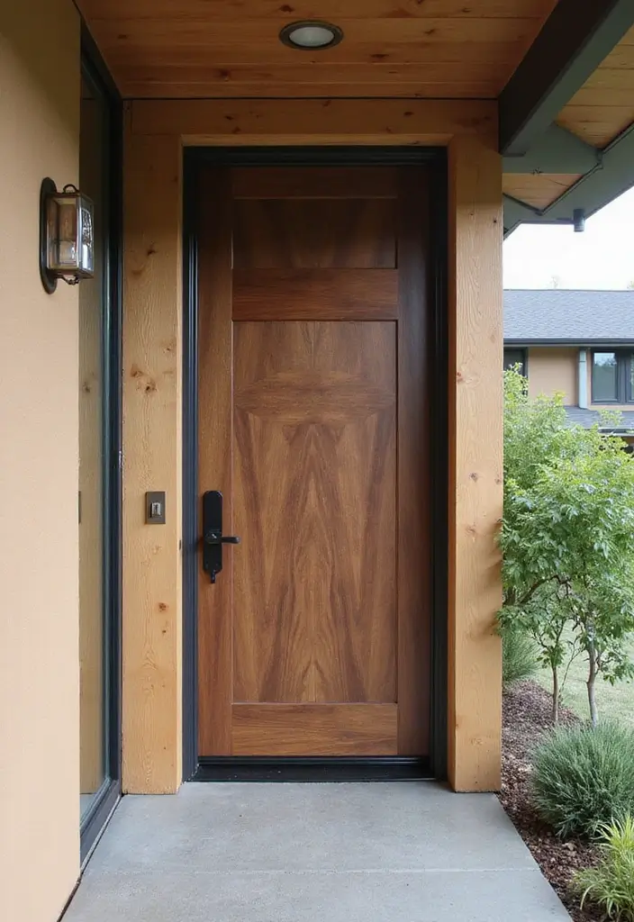 29 Modern Main Door Entrance Designs for a Bold Statement 23 29 Modern Main Door Entrance Designs for a Bold Statement - 23. Eco-Friendly Finishes