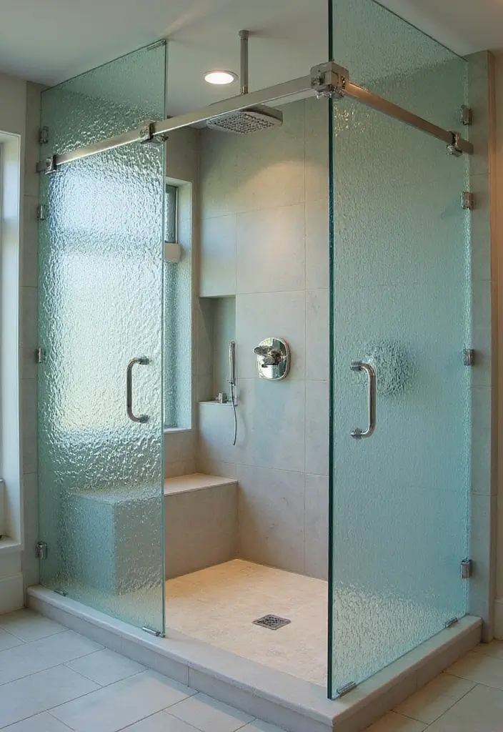 29 Modern Shower Ideas That Turn Bathrooms Into Retreats 18 29 Modern Shower Ideas That Turn Bathrooms Into Retreats - 18. Textured Glass Panels