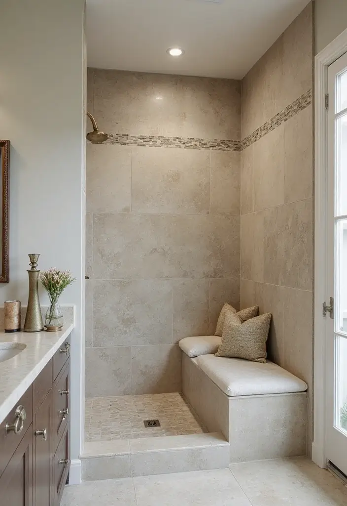 29 Modern Shower Ideas That Turn Bathrooms Into Retreats 20 29 Modern Shower Ideas That Turn Bathrooms Into Retreats - 20. Built-In Bench