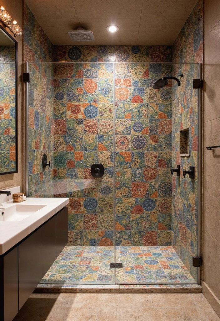29 Modern Shower Ideas That Turn Bathrooms Into Retreats 5 29 Modern Shower Ideas That Turn Bathrooms Into Retreats - 5. Statement Tiles