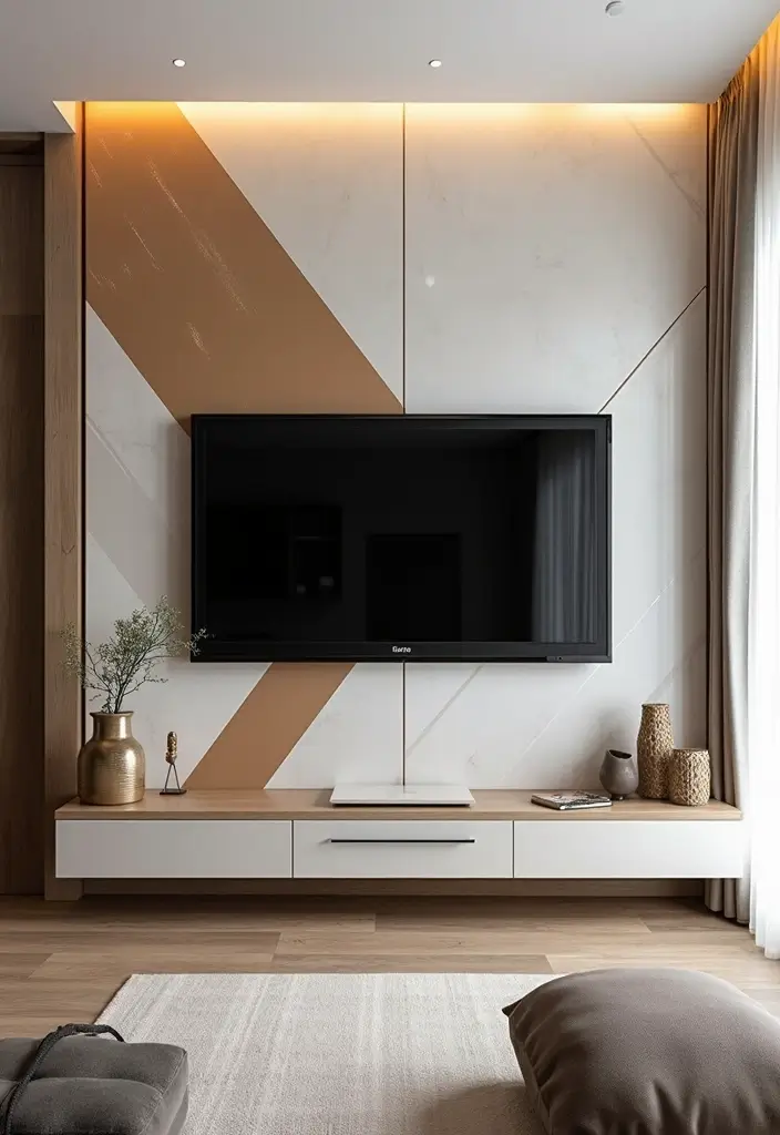 29 TV Wall Design Modern Luxury Looks for Statement Living Rooms 11 29 TV Wall Design Modern Luxury Looks for Statement Living Rooms - 11. Modern Geometric Patterns