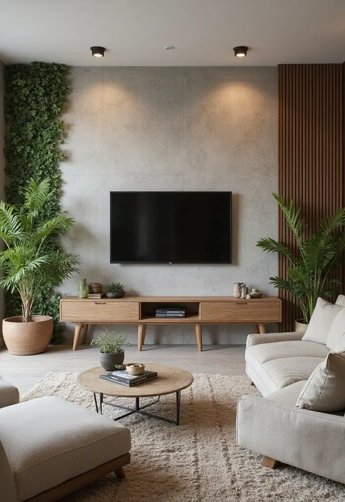 29 TV Wall Design Modern Luxury Looks for Statement Living Rooms 19 29 TV Wall Design Modern Luxury Looks for Statement Living Rooms - 19. Nature-Inspired Design