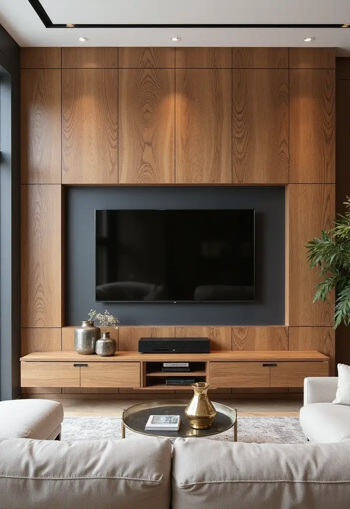 29 TV Wall Design Modern Luxury Looks for Statement Living Rooms 2 29 TV Wall Design Modern Luxury Looks for Statement Living Rooms - 2. Textured Wood Accents