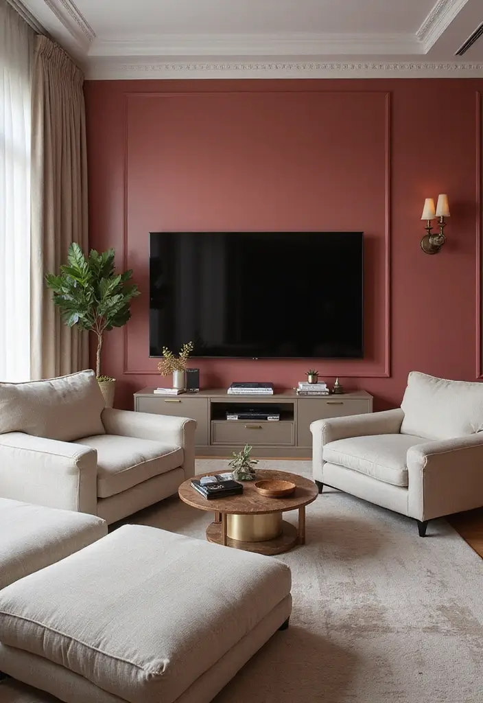 29 TV Wall Design Modern Luxury Looks for Statement Living Rooms 6 29 TV Wall Design Modern Luxury Looks for Statement Living Rooms - 6. Bold Accent Colors