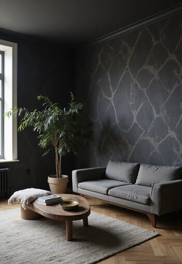 30+ Dark Modern Interior Ideas for Bold and Sophisticated Homes 18 30+ Dark Modern Interior Ideas for Bold and Sophisticated Homes - 18. Sophisticated Wallpaper