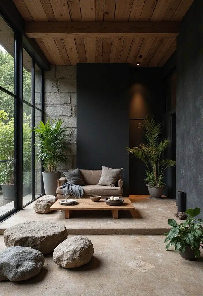 30+ Dark Modern Interior Ideas for Bold and Sophisticated Homes 20 30+ Dark Modern Interior Ideas for Bold and Sophisticated Homes - 20. Natural Elements