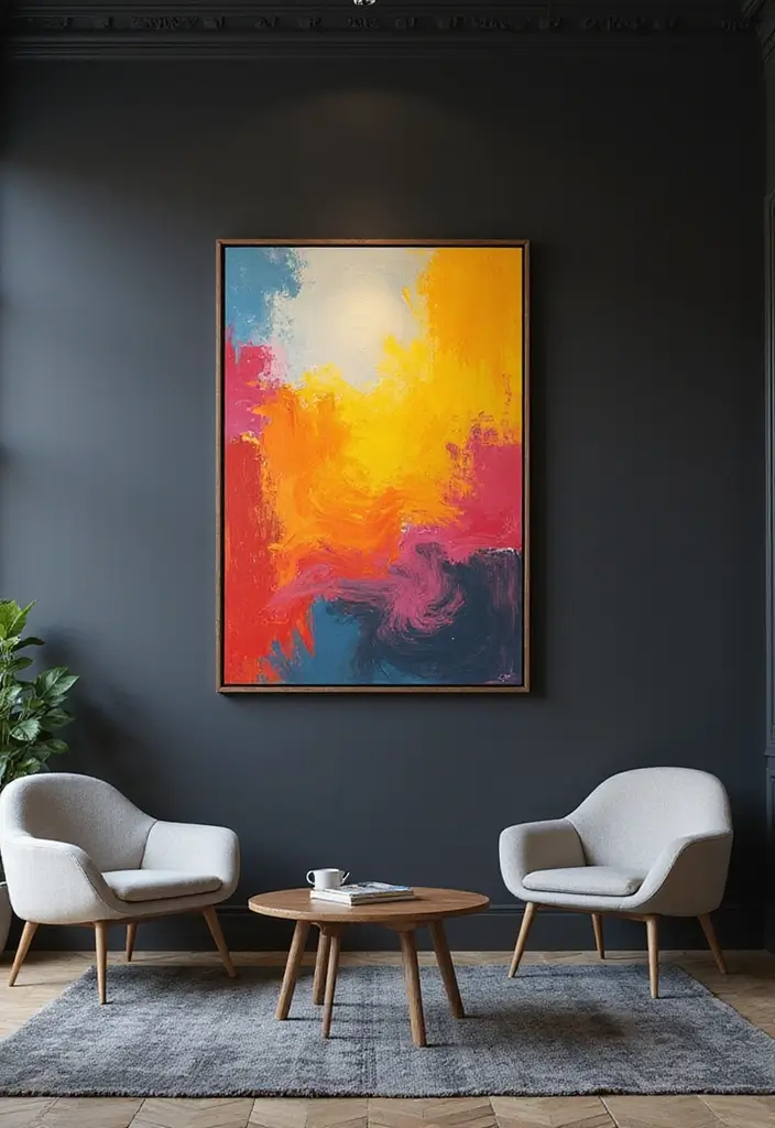 30+ Dark Modern Interior Ideas for Bold and Sophisticated Homes 5 30+ Dark Modern Interior Ideas for Bold and Sophisticated Homes - 5. Bold Artwork