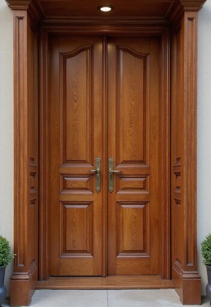 30+ Luxury Door Design Ideas That Make a Grand Entrance 13 30+ Luxury Door Design Ideas That Make a Grand Entrance - 13. Luxurious Finish with Wood Stains