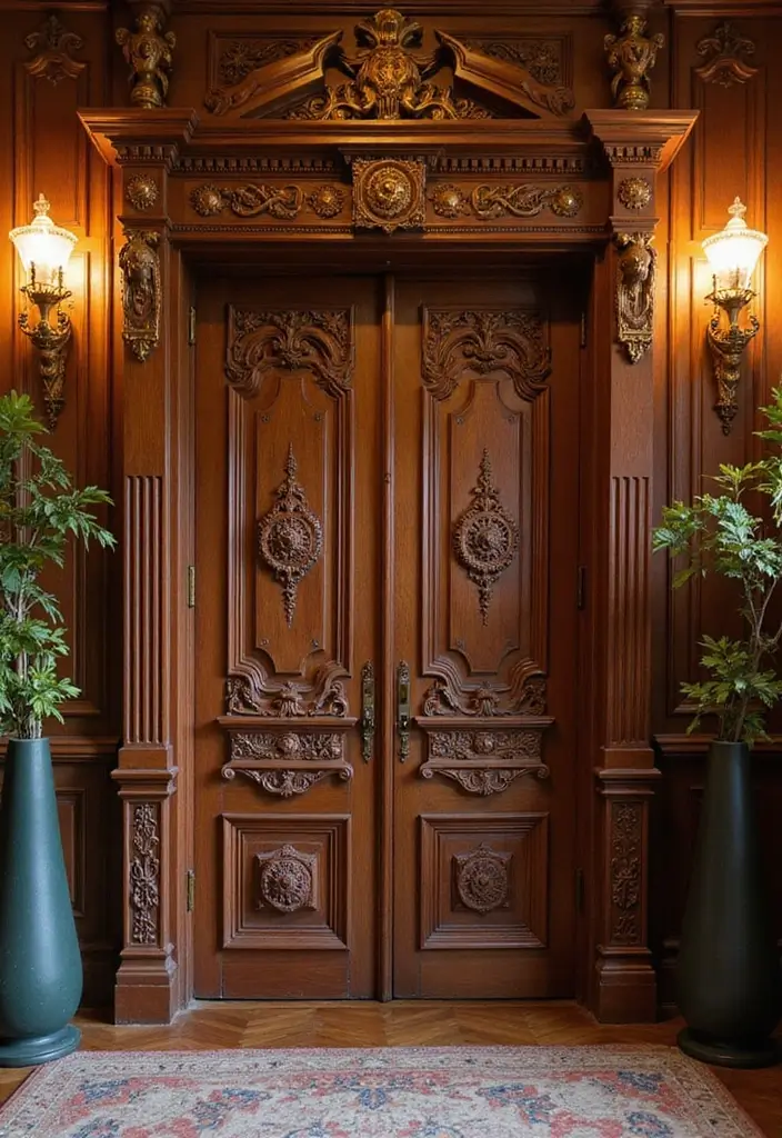 30+ Luxury Door Design Ideas That Make a Grand Entrance 4 30+ Luxury Door Design Ideas That Make a Grand Entrance - 4. Intricate Patterns in Wood