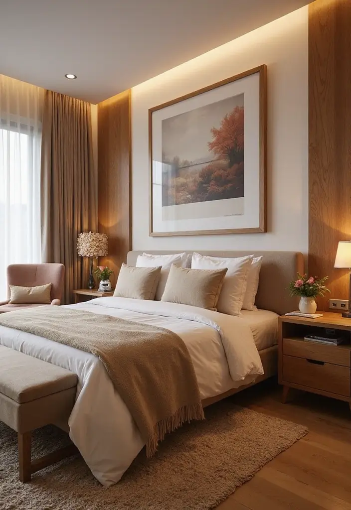 30+ Modern Bedroom Designs for a Fresh and Stylish Space 28 30+ Modern Bedroom Designs for a Fresh and Stylish Space - 28. Warm Wood Accents