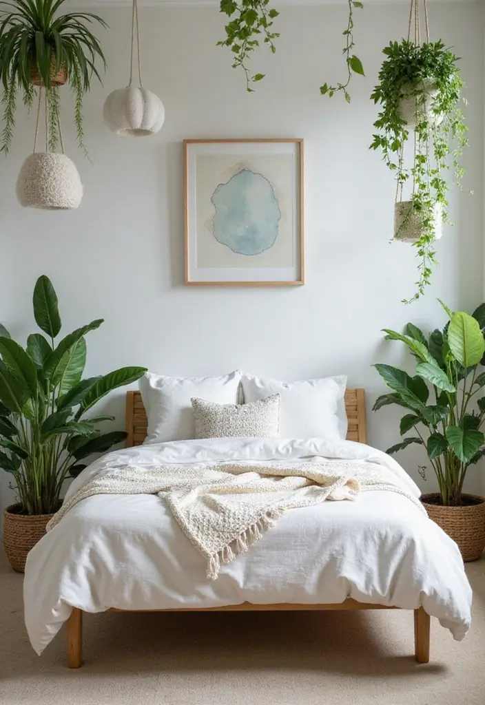 30+ Modern Coastal Bedroom Ideas That Feel Relaxed and Chic 10 30+ Modern Coastal Bedroom Ideas That Feel Relaxed and Chic - 10. Indoor Plants